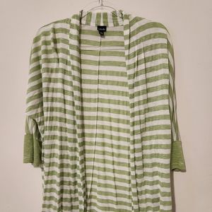 Green and white striped cover-up